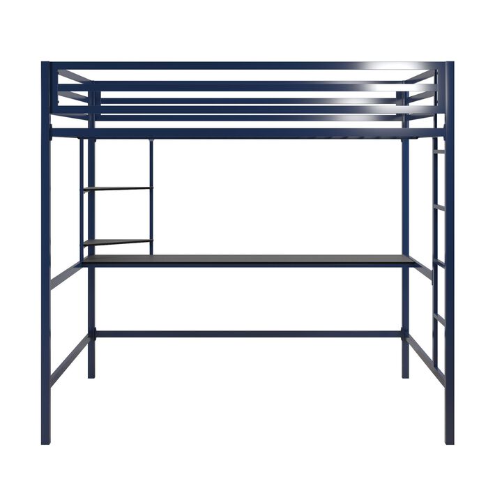 Novogratz Maxwell Metal Loft Bed with Desk & Shelves