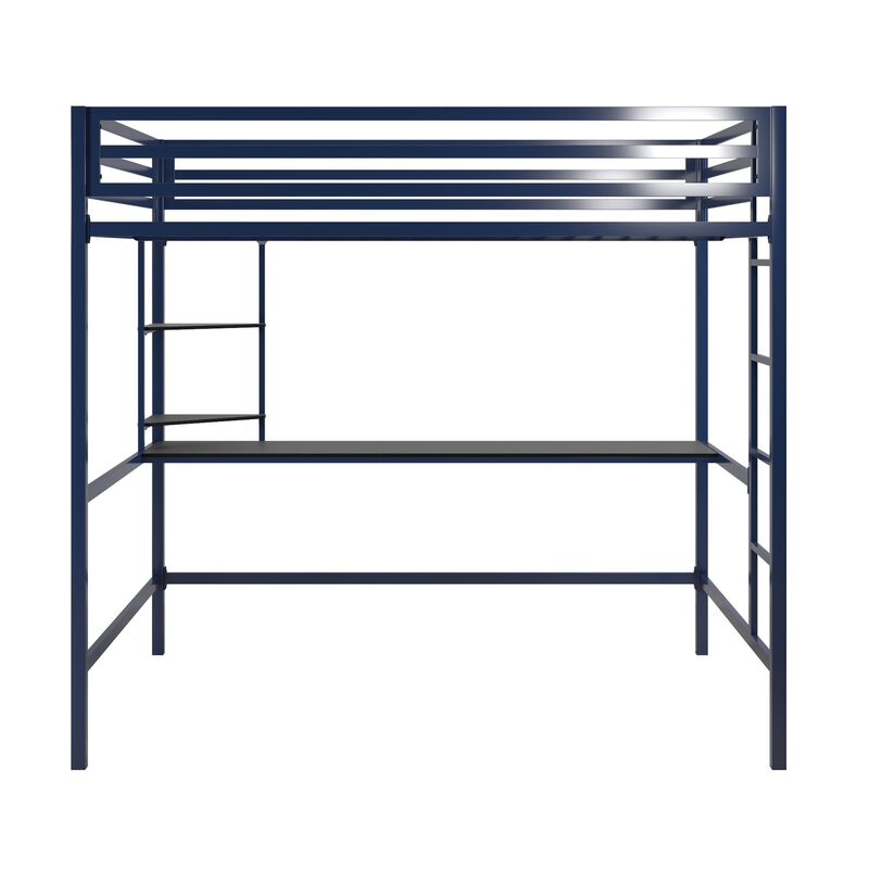 Novogratz Maxwell Metal Loft Bed with Desk & Shelves