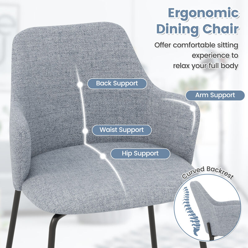 Dining Chairs Set of 2 with Curved Backrest, Wide Seat and Armrests