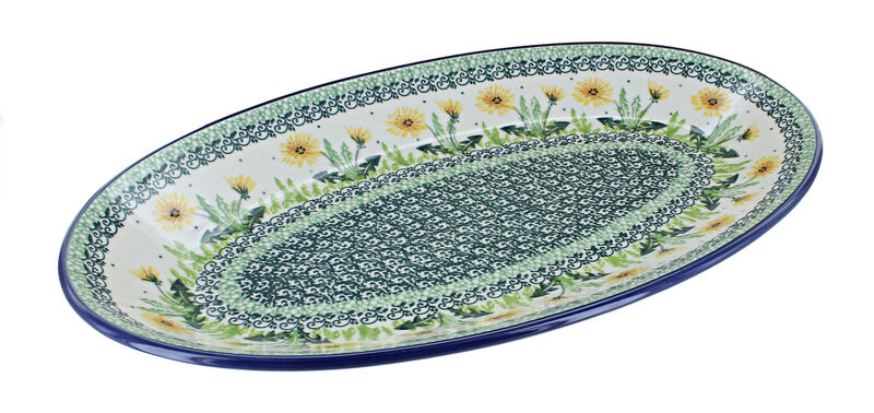 Blue Rose Polish Pottery Mardi Gras Oval Platter