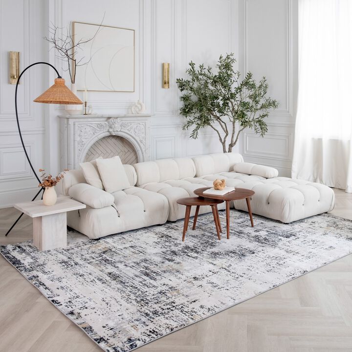 Atlas Classic Modern White Beige Indoor Area Rug