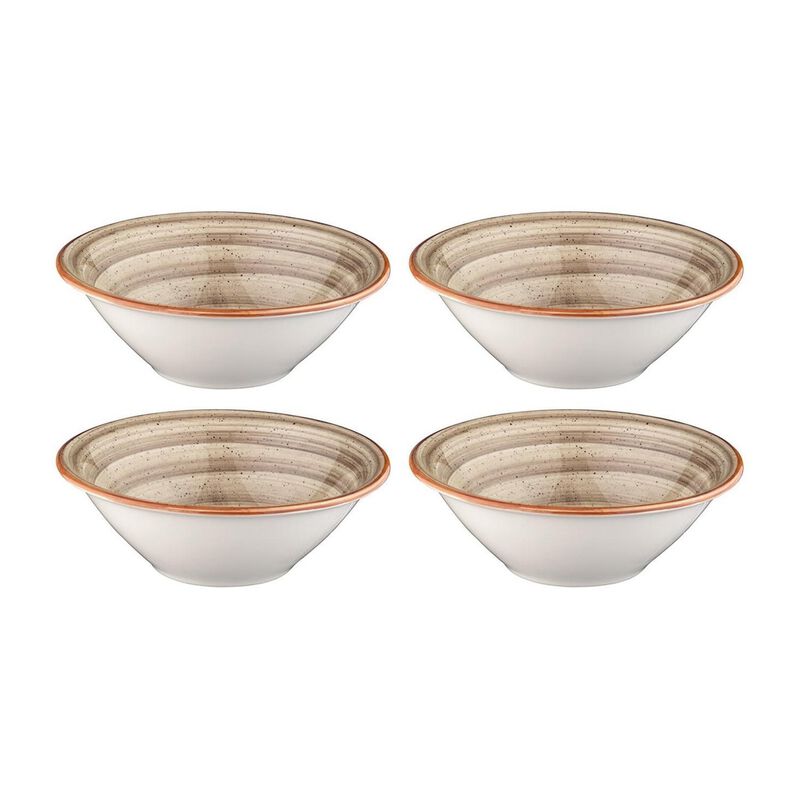 Terrain dia.7" h:2.5" 23 oz. Round Brown Porcelain Bowl (Set of 4)