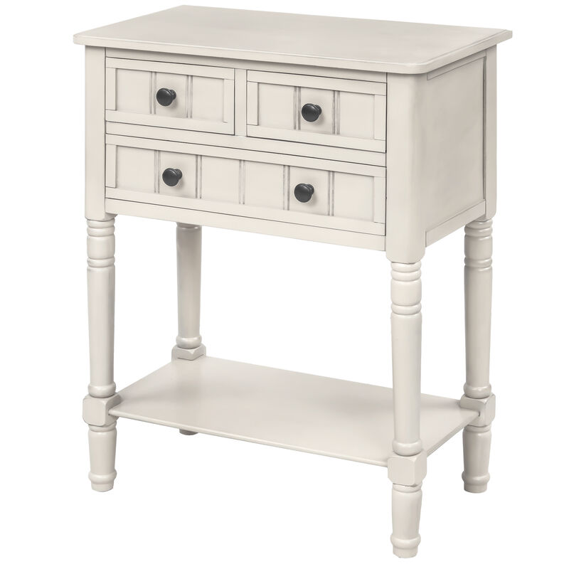 Gewnee Modern Narrow Console Table With Three Storage Drawers, Espresso
