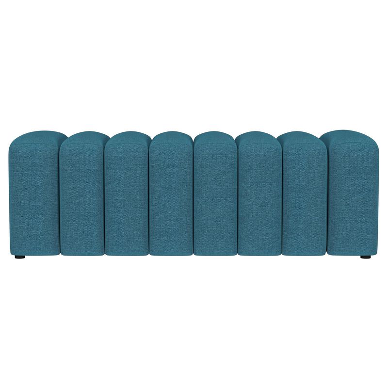 Sanna Accent Bench, Modern Channel Tufted Peacock Blue, 54 Inch - Benzara
