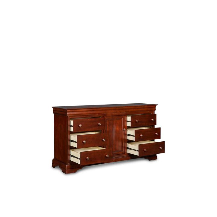 New Classic Furniture Furniture Versailles Solid Wood Engineered Wood Dresser in Cherry