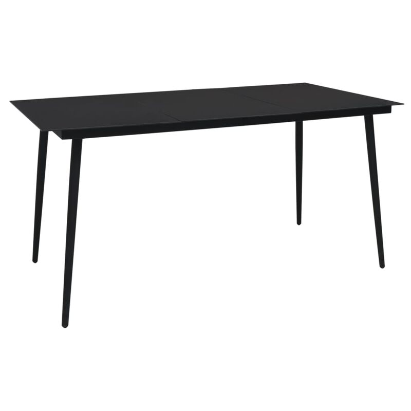 vidaXL Garden Dining Table Black 59.1"x31.5"x29.1" Steel and Glass
