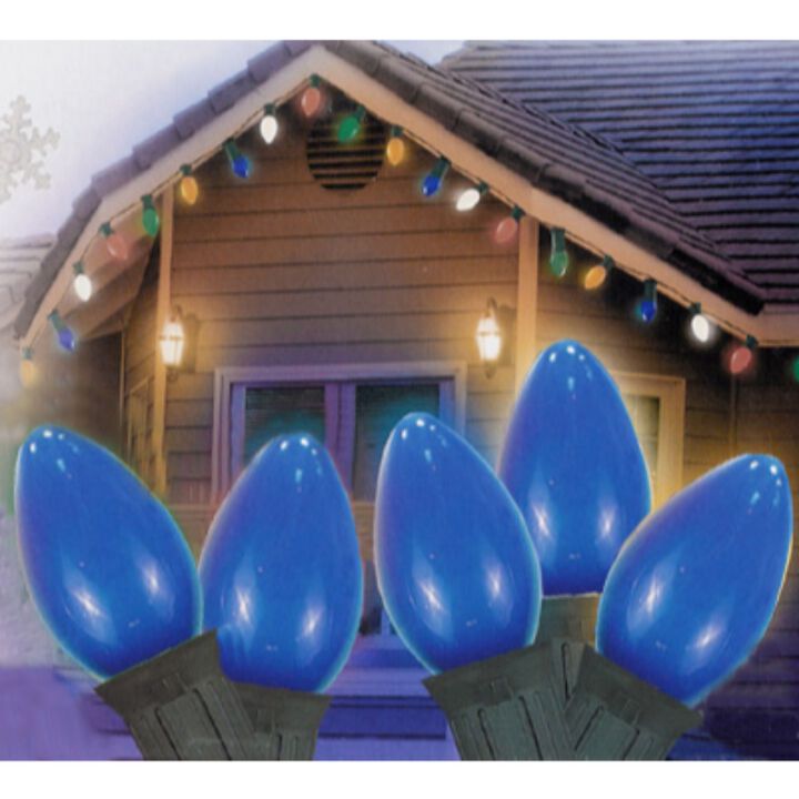 25-Count Blue C7 Opaque Christmas Light Set  24ft Green Wire