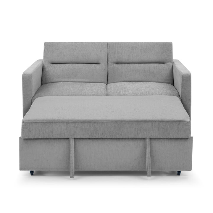 Loveseats Sofa Bed With Pull-Out Bed, Adjustable Back And Two Arm Pocket