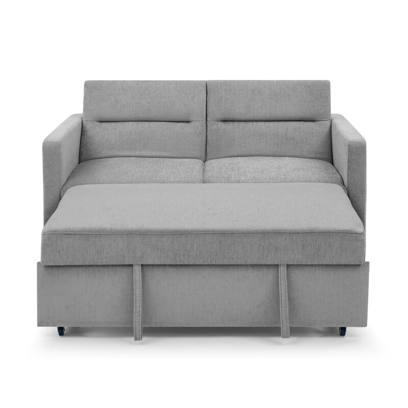 Loveseats Sofa Bed With Pull-Out Bed, Adjustable Back And Two Arm Pocket
