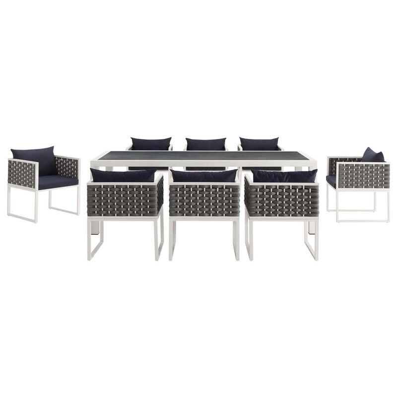 Modway Stance Outdoor Patio Woven Rope 9-Piece Dining Furniture Set