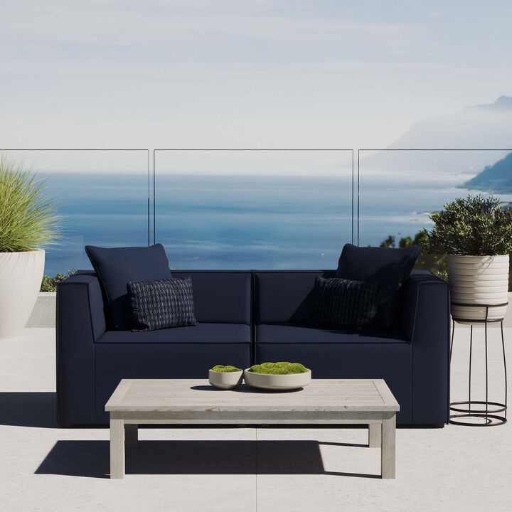 Saybrook Outdoor Patio Upholstered 2-Piece Sectional Sofa Loveseat-Benzara