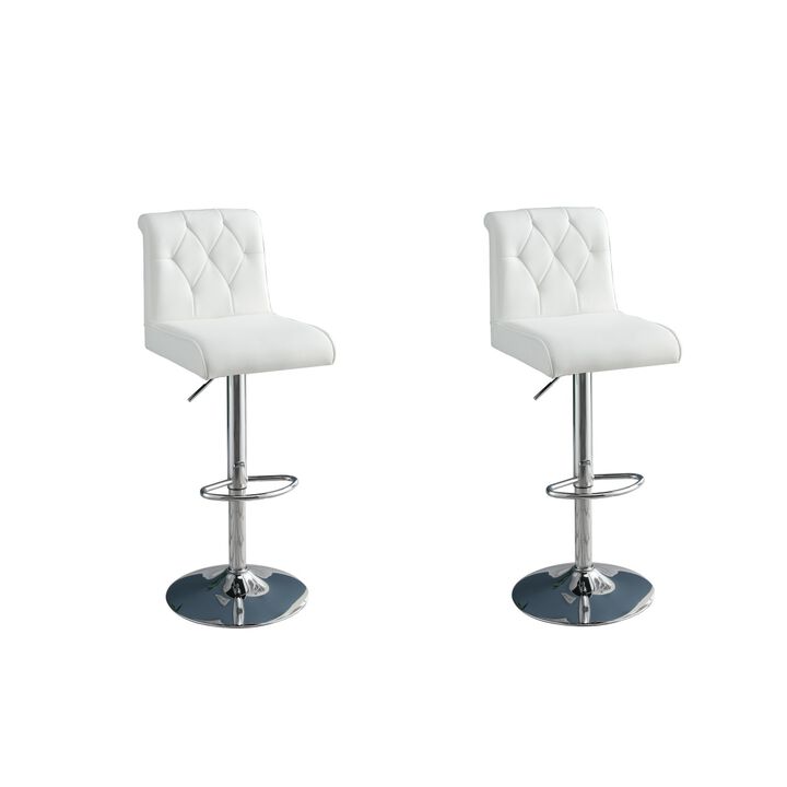 Modern White Faux Leather Barstool Set-2