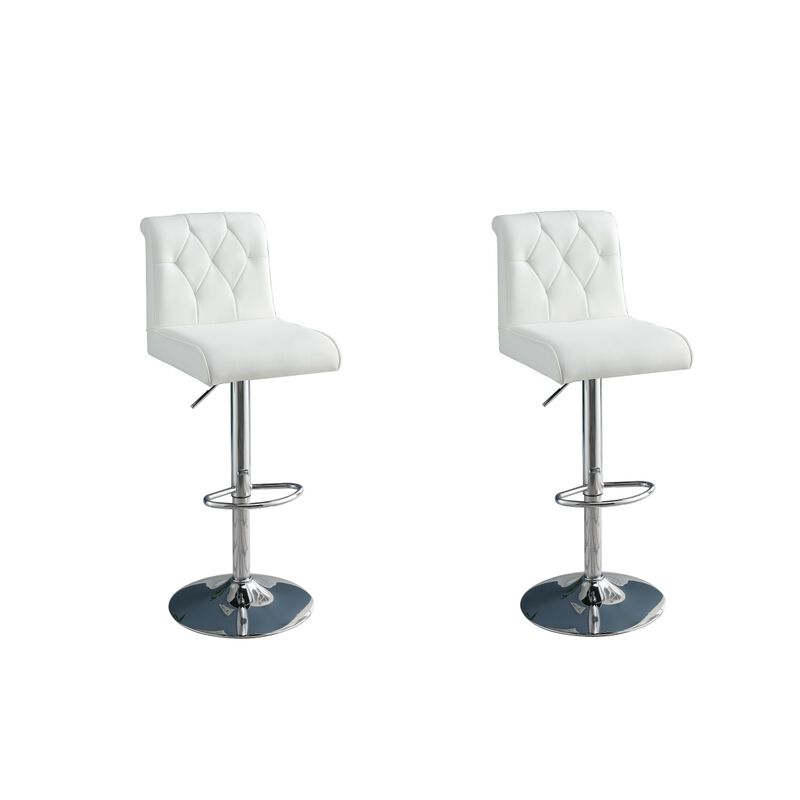 Modern White Faux Leather Barstool Set-2