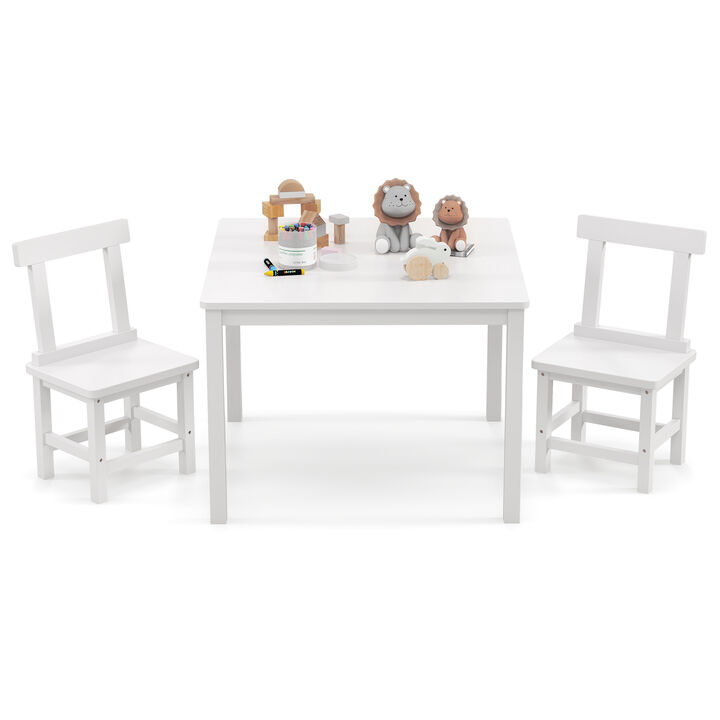 Wooden Kids Table and 2 Chairs Set with Anti-slip Foot Pads