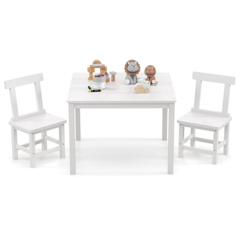 Wooden Kids Table and 2 Chairs Set with Anti-slip Foot Pads