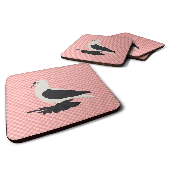 Caroline's Treasures Saxon Fairy Swallow Pigeon Pink Check Decorative coasters, 3.5, Multicolor