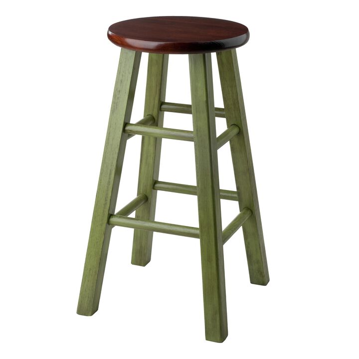 Winsome Wood Ivy model name Stool Rustic Green/Walnut 13.4x13.4x24.2