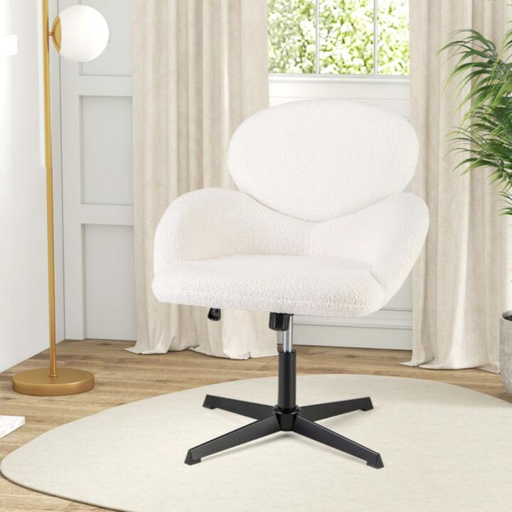 Hivvago Swivel Cross Legged Chair with Adjustable Height and Rocking Function-White