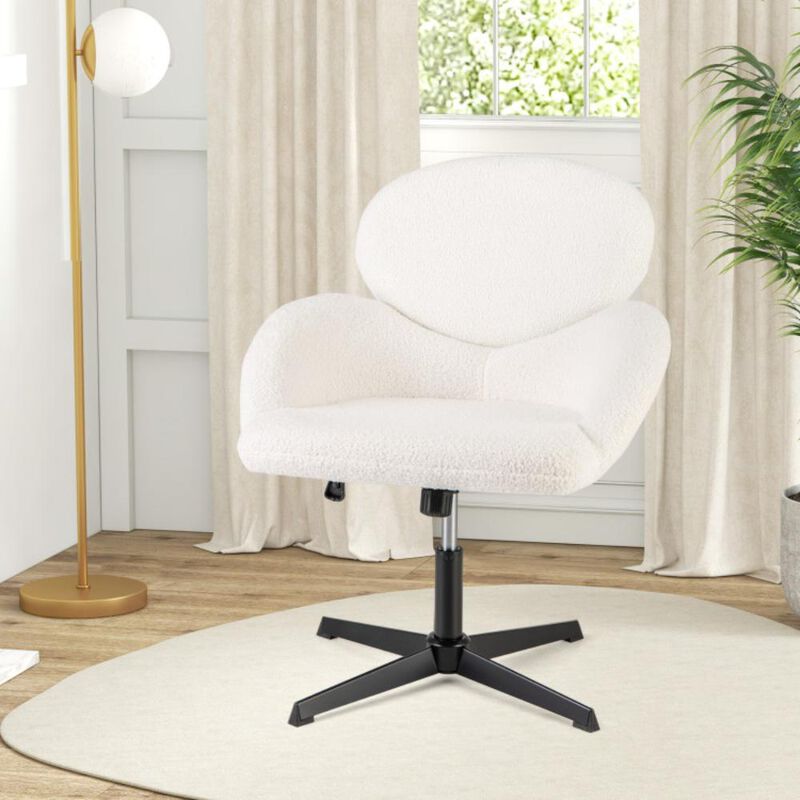 Hivvago Swivel Cross Legged Chair with Adjustable Height and Rocking Function-White
