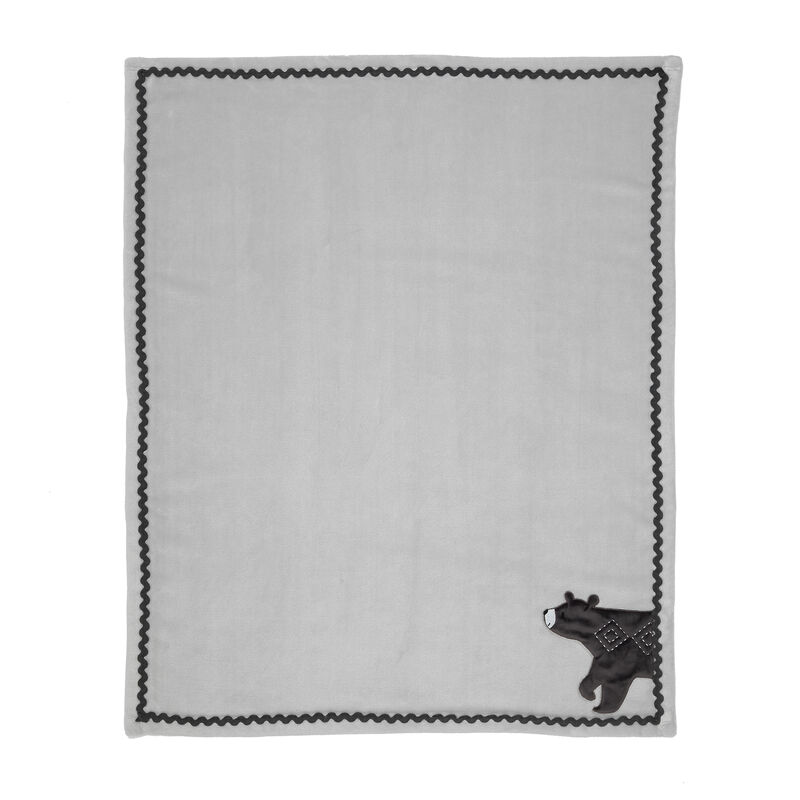 Lambs & Ivy Woodland Forest Gray Fleece Bear Nursery Baby Blanket