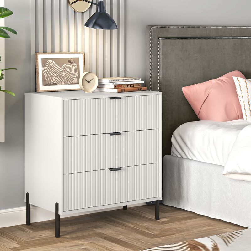 FESTIVO Modern 3-Drawer Nightstand Bedside Table End Table Furniture