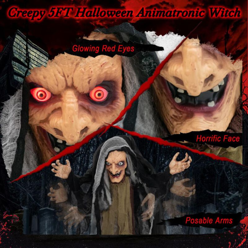 Hivvago Life Size Animatronic Witch with Pre-Recorded Phrases