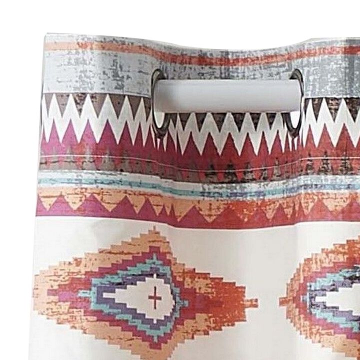 Pimi 16 x 84 Window Valance, Metallic Grommet, Southwest Print, Bronze - Benzara