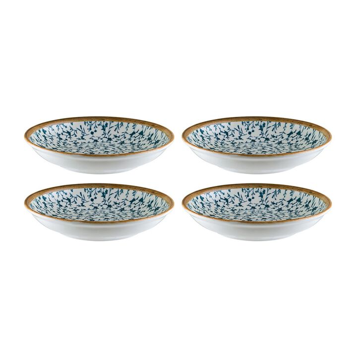 Calif dia.8" h:1.5" 17 oz. Round Decorated Porcelain Bowl (Set of 4)