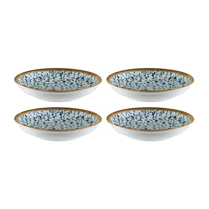 Calif dia.8" h:1.5" 17 oz. Round Decorated Porcelain Bowl (Set of 4)