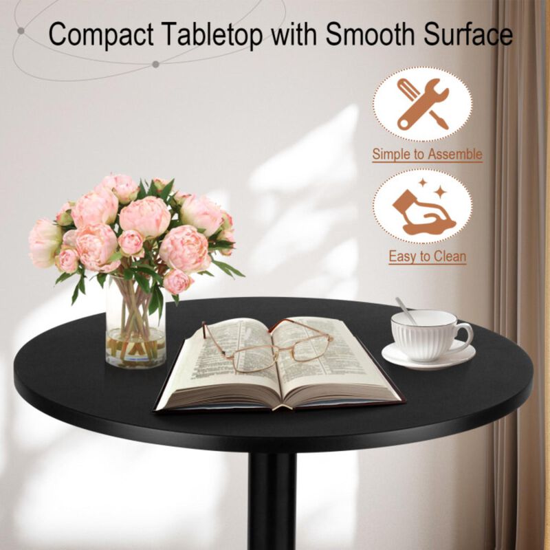 Hivvago 24 Inch Modern Style Round Cocktail Table with Metal Base and MDF Top