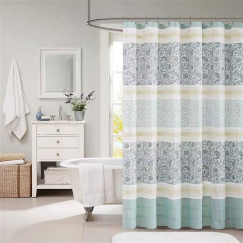 Decorative Paisley Shower Curtain – Soft Cotton Fabric with Elegant Floral-Inspired Design