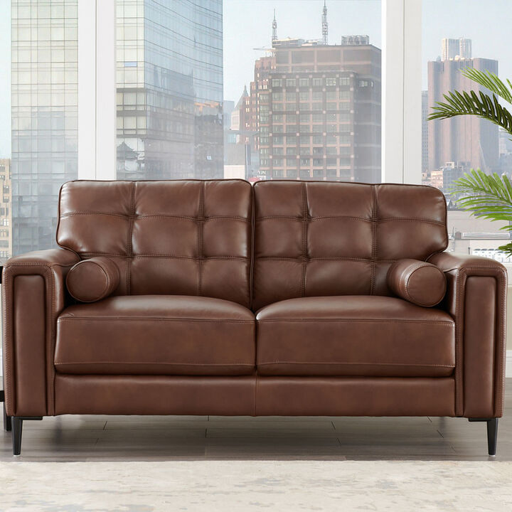 Colton Leather Loveseat Top Grain Leather Loveseat