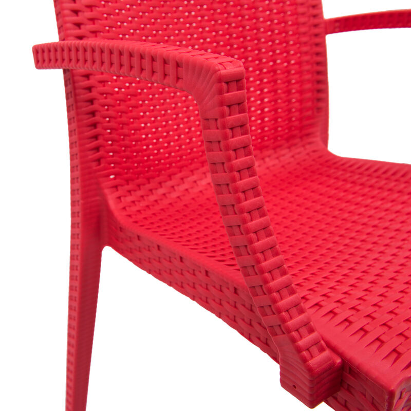 LeisureMod Weave Mace Indoor/Outdoor Chair (With Arms) in Green