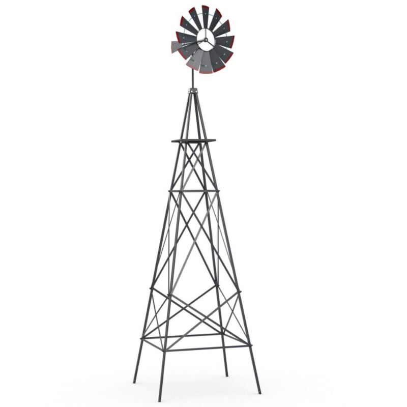Hivvago 8 Feet Windmill Metal Ornamental Wind Wheel Weather Resistant