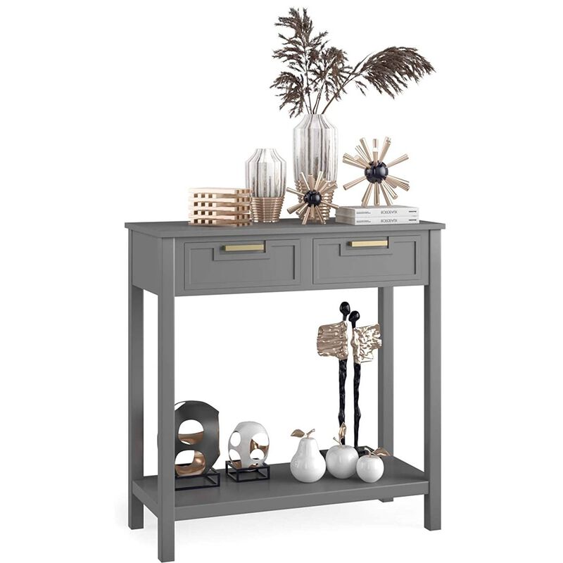 Hivvago Modern Entryway Accent 2 Drawer Sofa Side Table