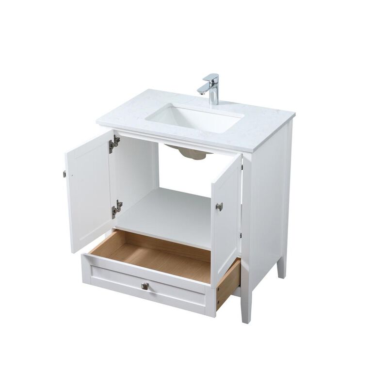 Elegant Kitchen and Bath 30 Inch SIngle Bathroom Vanity In White