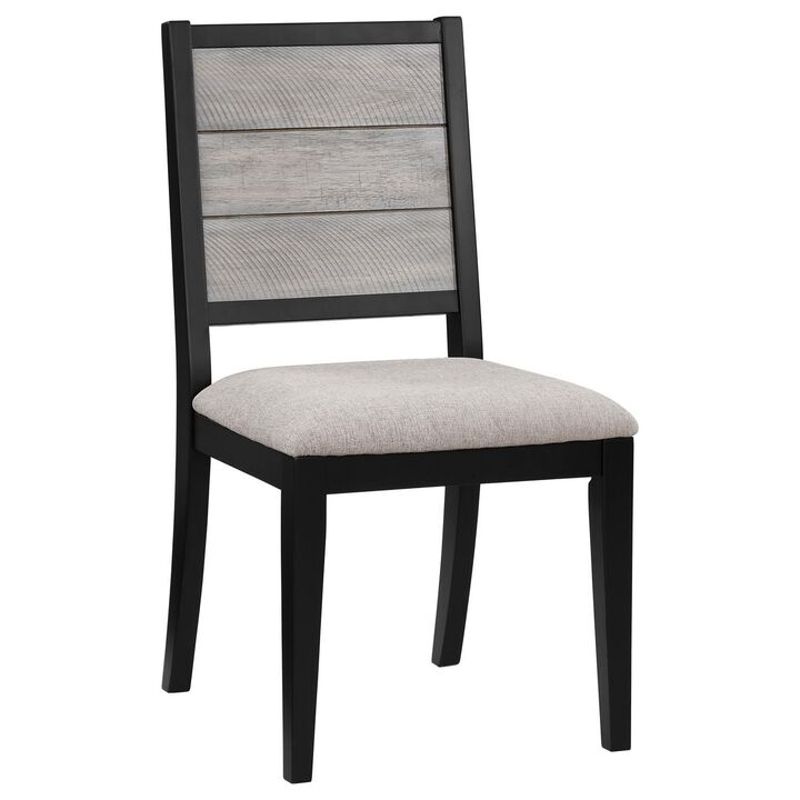 Elina 23 Inch Dining Chair, Set of 2, Plank Style Back, Gray Polyester - Benzara