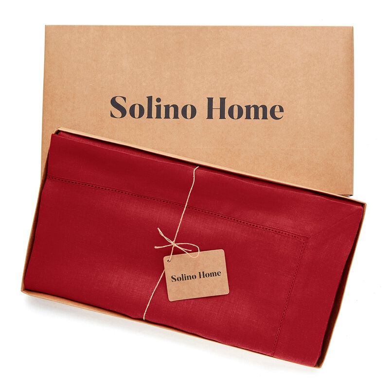 Solino Home 100% Pure Linen Tablecloth | Classic Hemstitch