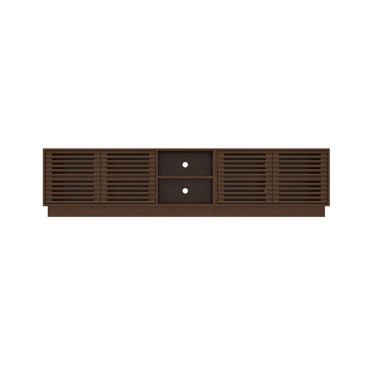 FUFU&GAGA Modern Wooden TV Stand with Slatted Doors – Stylish & Functional Storage (78.7" W x 18.8" H x 15.7" D), Brown