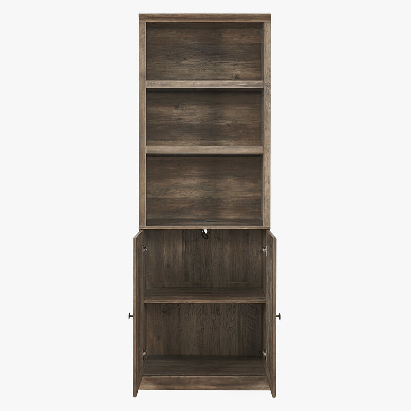 Merax Rustic Bookshelf with USB Port and 3 Open Shelves