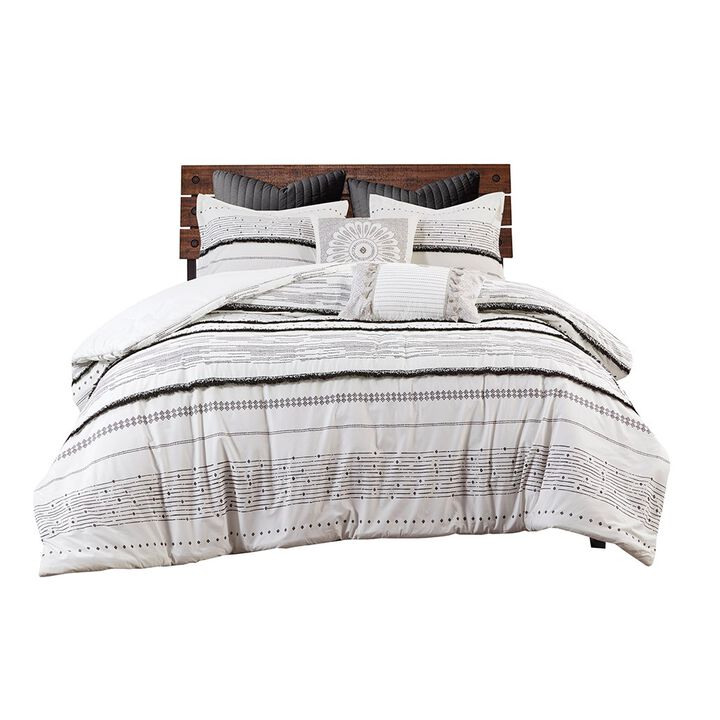 Gracie Mills Hogan Boho Chic Cotton Duvet Cover Set with Tassels