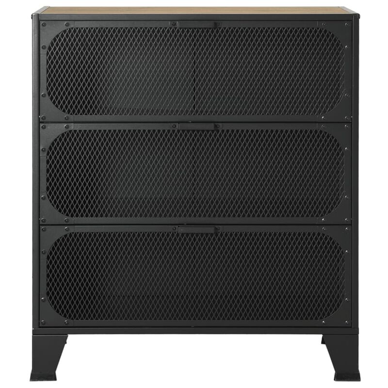 vidaXL Storage Cabinets 2 pcs Rustic Brown 28.3"x14.2"x32.3" Metal and MDF