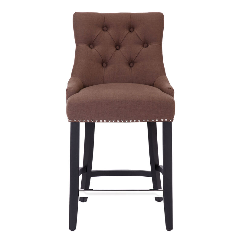 WestinTrends 24" Linen Fabric Tufted Upholstered Counter Stool