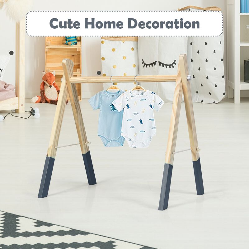 Portable 3 Wooden Newborn Baby Exercise Activity Gym Teething Toys Hanging Bar