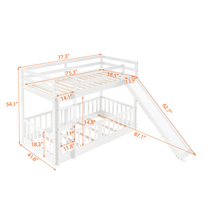 Twin Over Twin Bunk Bed With Slide And Ladder