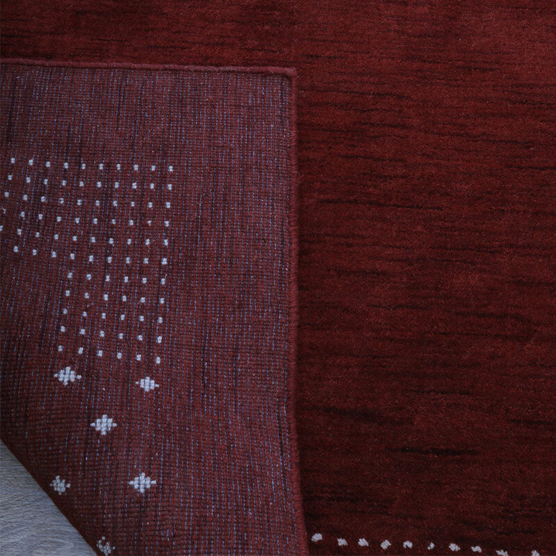 RUGSOTIC CARPETS HAND KNOTTED LOOM WOOL ECO-FRIENDLY AREA RUGS  - 5'x8', Rectangle, Red Color, Contemporary Modern Design, High Pile Thick Handmade Anti Skid Rugs for Living Room (L00530)