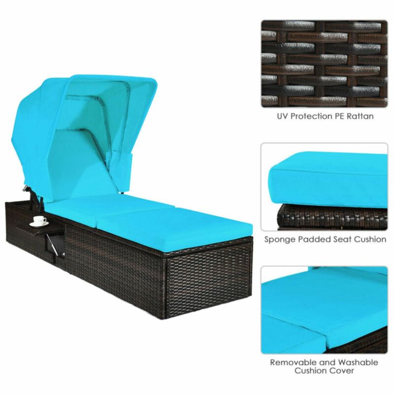 Hivvago Outdoor Chaise Lounge Chair with Folding Canopy