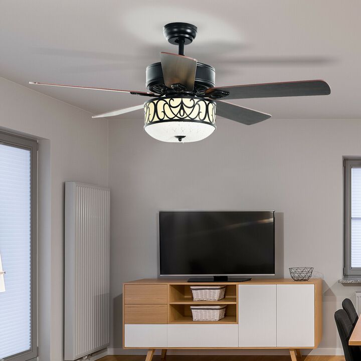 Ceiling Fan with Light Reversible Blade and Adjustable Speed