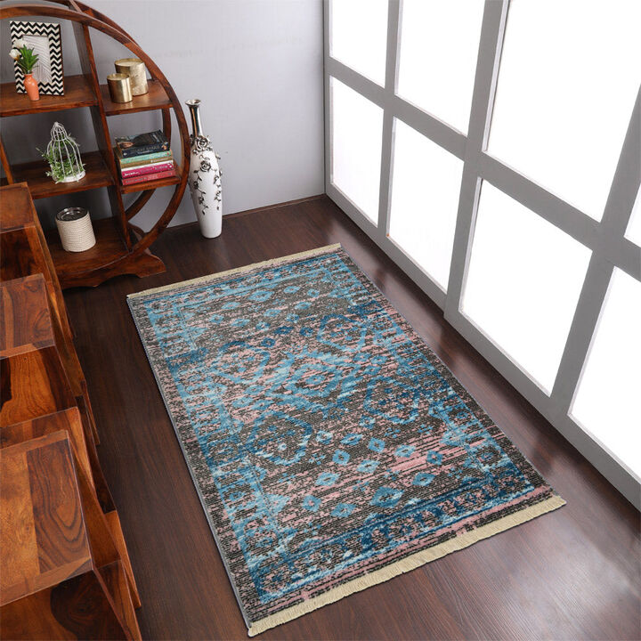 RUGSOTIC CARPETS MACHINE MADE POLYESTER AREA RUGS  - 6'x9', Rectangle Shape, Brown Color, Classic Oriental Traditional  Design, Low Pile Machine Made Area Rugs for Living Room, Bed Room (M00059)