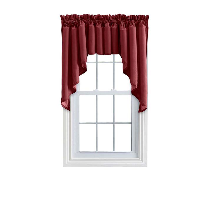 Ellis Stacey 3" Rod Pocket High Quality Fabric Solid Color Window Lined Swag Set 126"x63" Merlot